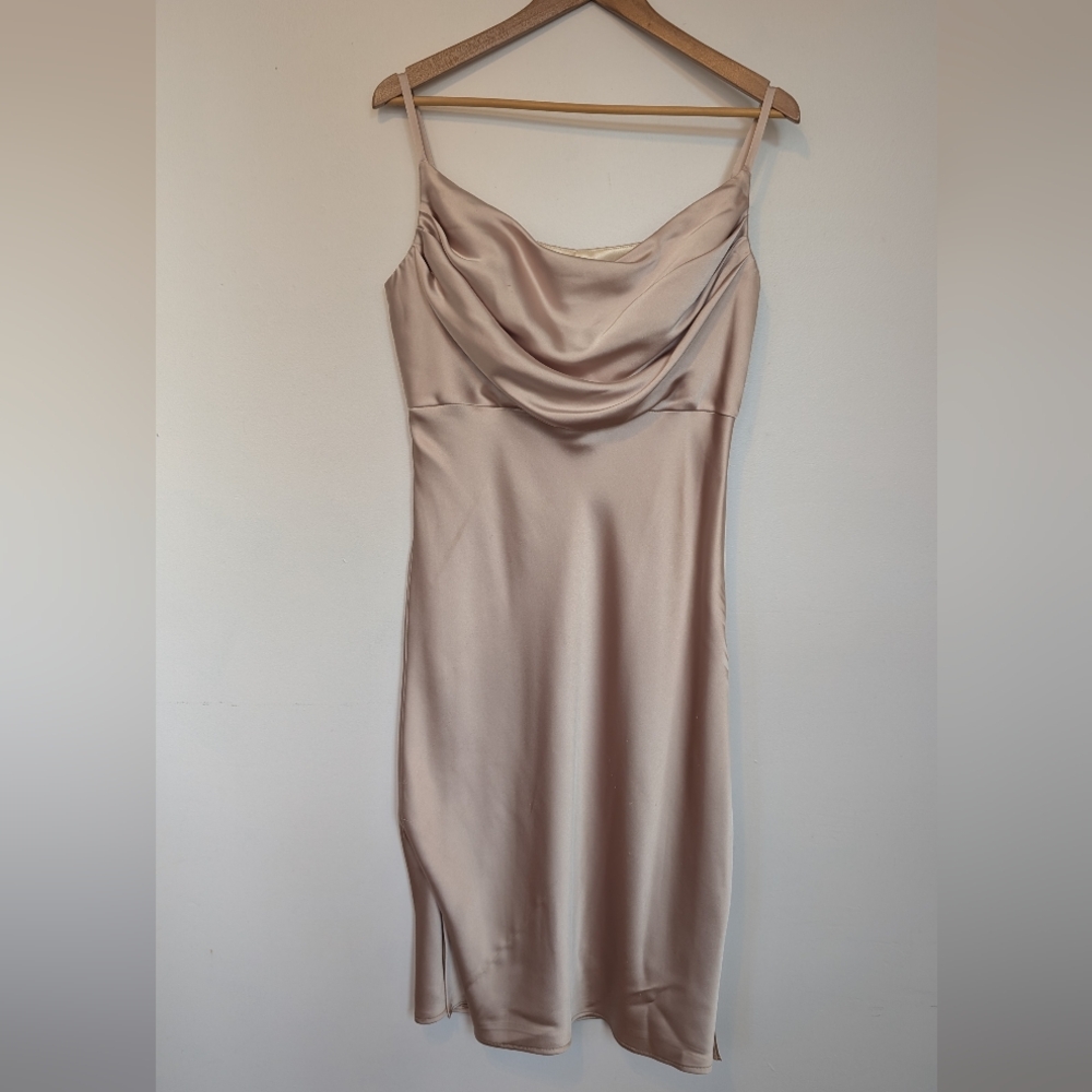 Revelry Strapless Satin Dress in Cream